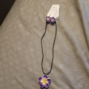 Plumeria Necklace & Earring Set